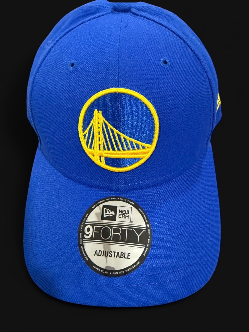 NWT New Era 9FORTY Golden State Warriors Royal Blue & Yellow Bridge Logo Cap